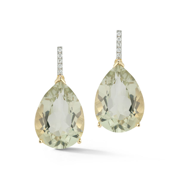 14kt Green Amethyst Pear drop earrings
