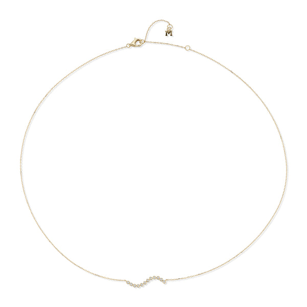 Colar ondulado com moldura de diamante 14kt