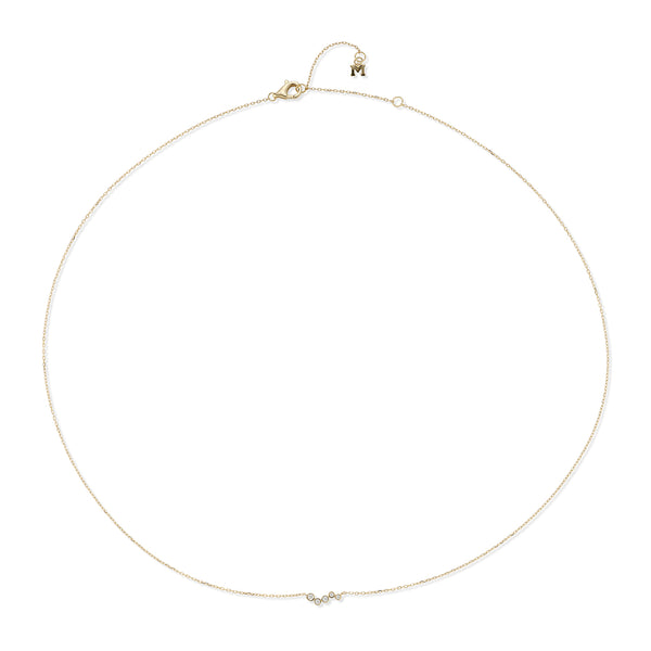 Colar de diamante ondulado com moldura de mini diamante 14kt