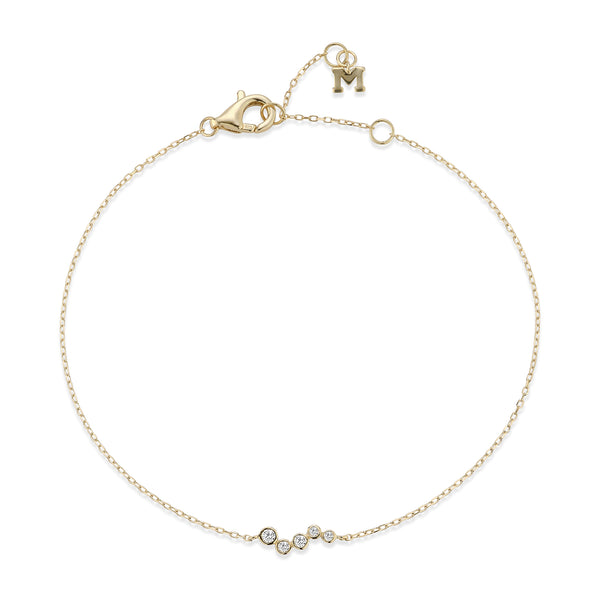 Pulseira de onda com moldura de diamante mini 14kt