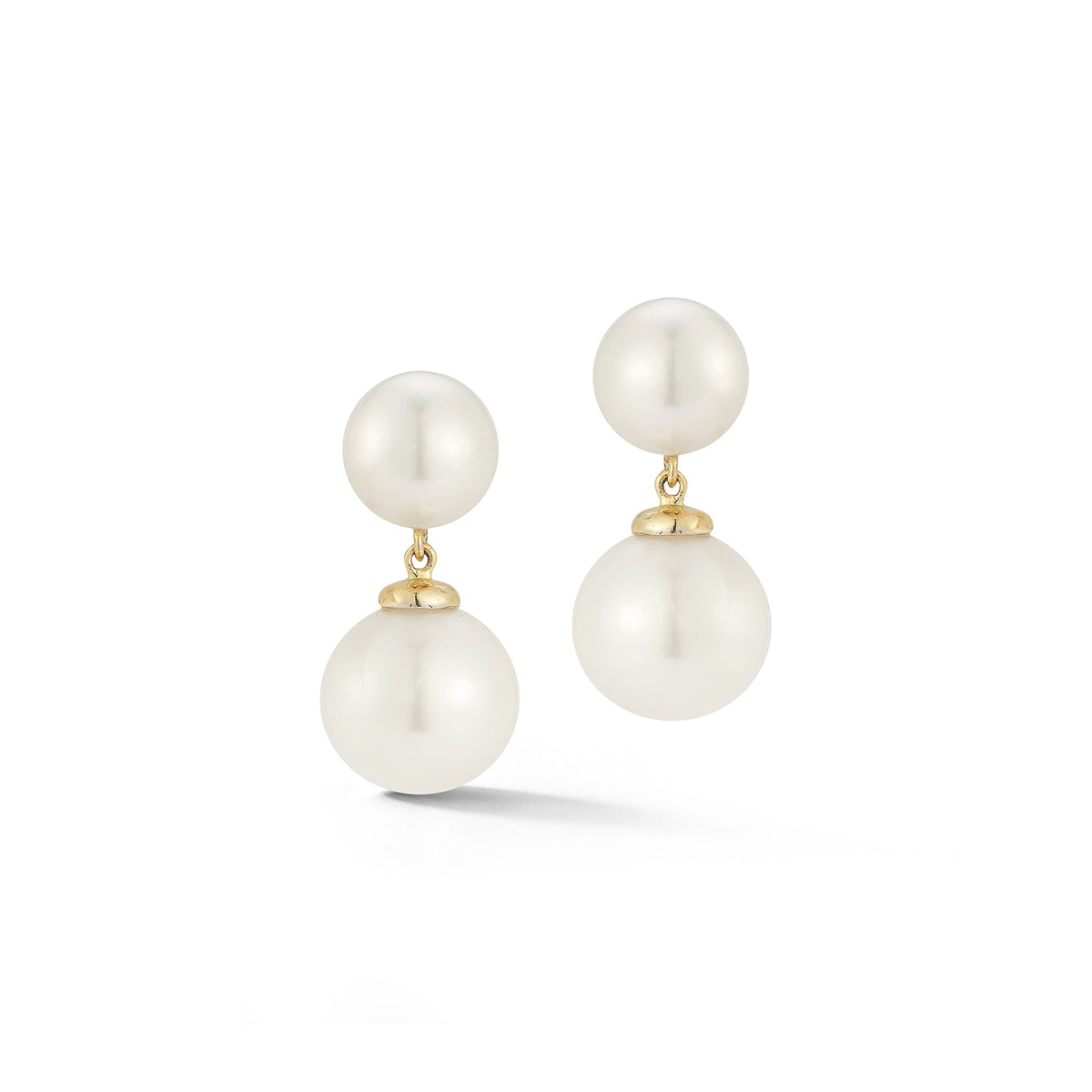 14kt Duo Pearl Dot Drop Earrings– MATEO