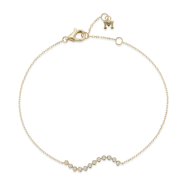 Pulseira ondulada com moldura de diamante 14kt