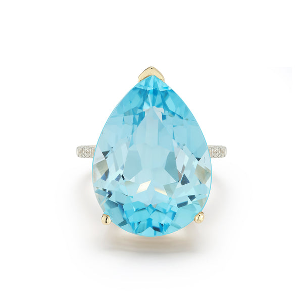 14kt Swiss Blue Topaz Pear Ring