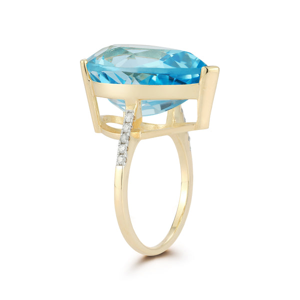 14kt Swiss Blue Topaz Pear Ring
