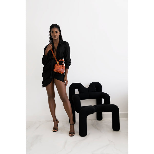 Cognac Croc Diana Bag