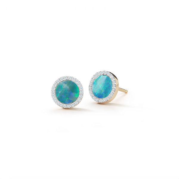 Pregos de opala e diamante de 14kt