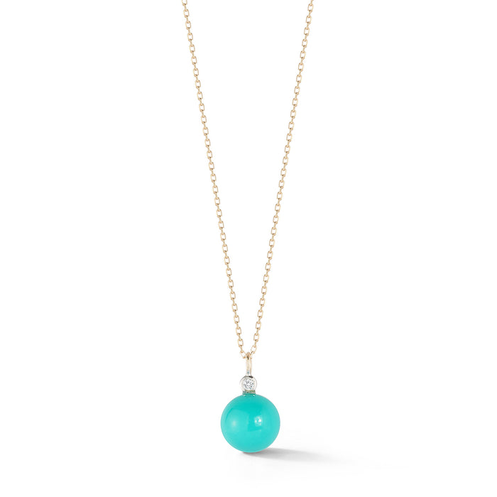 Gold Turquoise and Diamond Dot Necklace