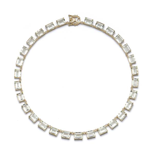 Colar Anna Riviera de ametista verde 14kt