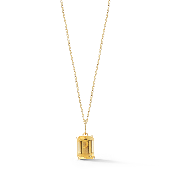 Emerald Cut Citrine Necklace