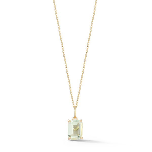 Colar de ametista verde com corte esmeralda 14kt