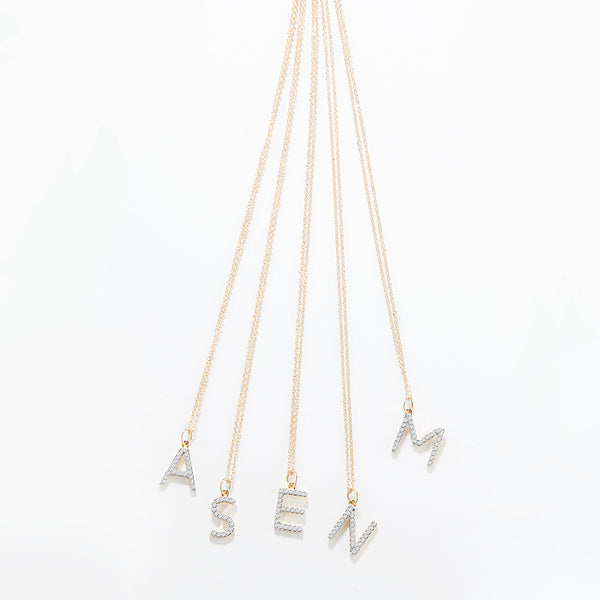 Gold & Diamond Initial Necklace // A-Z