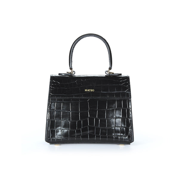 Black Croc Elizabeth Bag